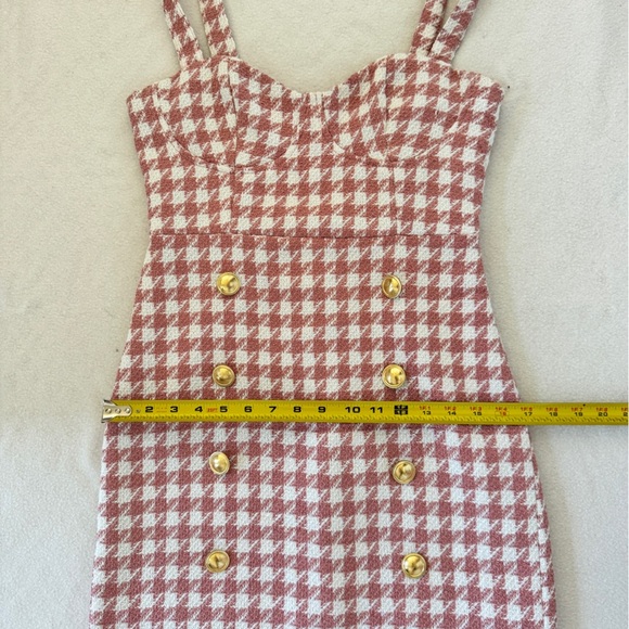 Forever 21 Pink and White Plaid Mini Tweed Dress S - Picture 9 of 11